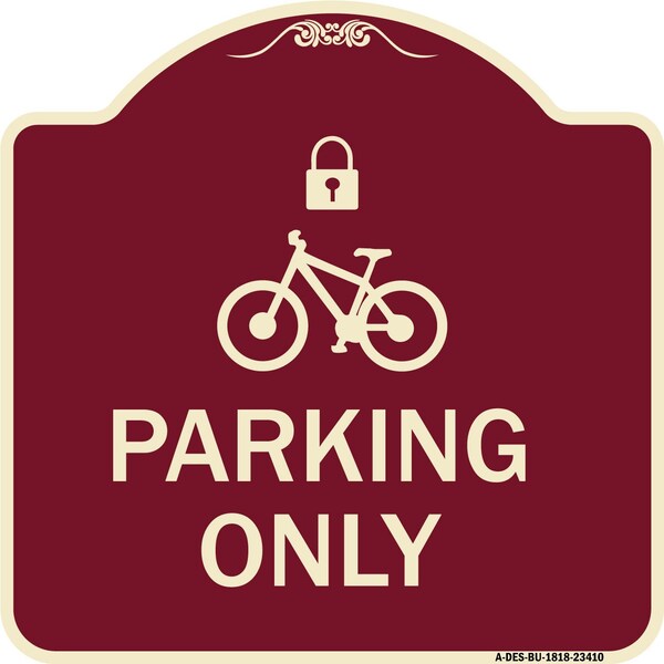 Parking With Cycle and Lock Symbol Heavy-Gauge Aluminum Architectural Sign, 18" x 18", BU-1818-23410